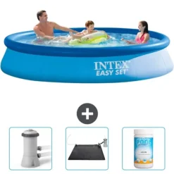 Intex rund oppustelig let sæt swimmingpool - 366 x 76 cm - Blå - Inkluderet tilbehør CB80