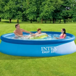 Intex rund oppustelig let sæt swimmingpool - 366 x 76 cm - Blå - Inkluderet tilbehør CB76