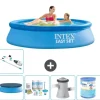 Intex rund oppustelig let sæt swimmingpool - 244 x 61 cm - blå - inkluderet tilbehør A399