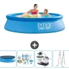 Intex rund oppustelig let sæt swimmingpool - 244 x 61 cm - blå - inkluderet tilbehør CB64