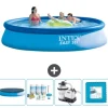 Intex rund oppustelig let sæt swimmingpool - 396 x 84 cm - Blå - Inkluderet tilbehør CB60