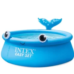 Intex rund oppustelig let sæt swimmingpool - 183 x 51 cm - Blå - Hval - Inkluderet tilbehør CB80