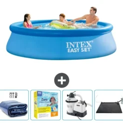 Intex rund oppustelig let sæt swimmingpool - 305 x 76 cm - Blå - Inkluderet tilbehør CB69