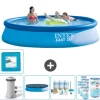 Intex rund oppustelig let sæt swimmingpool - 396 x 84 cm - Blå - Inklusive Tilbehør CB16