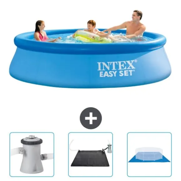 Intex rund oppustelig let sæt swimmingpool - 305 x 76 cm - Blå - Inkluderet tilbehør CB79