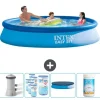 Intex rund oppustelig let sæt swimmingpool - 366 x 76 cm - Blå - Inklusive Tilbehør CB87