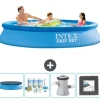 Intex rund oppustelig let sæt swimmingpool - 305 x 61 cm - blå - inkluderet tilbehør CB3
