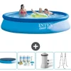 Intex rund oppustelig let sæt swimmingpool - 396 x 84 cm - Blå - Inkluderet tilbehør CB6