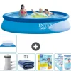 Intex rund oppustelig let sæt swimmingpool - 396 x 84 cm - Blå - Inklusive Tilbehør CB22