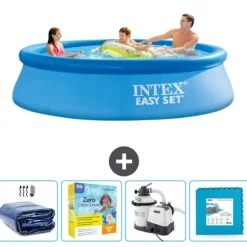 Intex rund oppustelig let sæt swimmingpool - 305 x 76 cm - Blå - Inkluderet tilbehør CB67