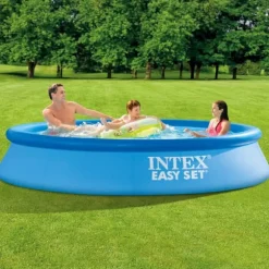 Intex rund oppustelig let sæt swimmingpool - 305 x 61 cm - blå - inkluderet tilbehør CB62
