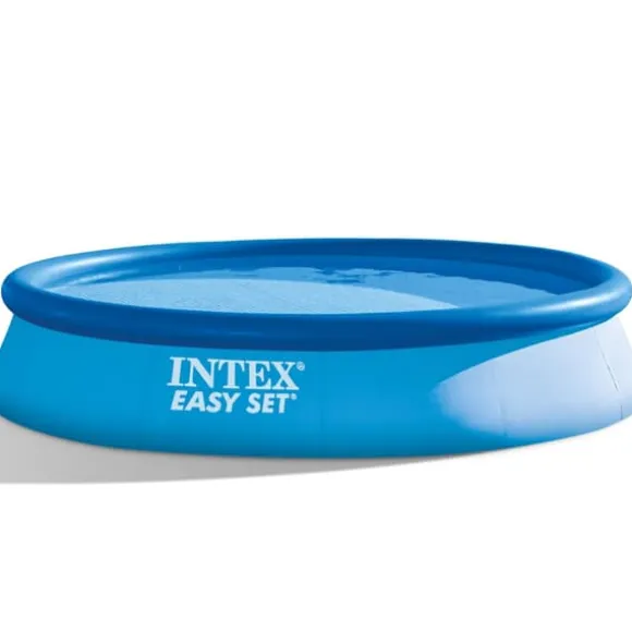Intex rund oppustelig let sæt swimmingpool - 396 x 84 cm - Blå - Inklusive Tilbehør CB91