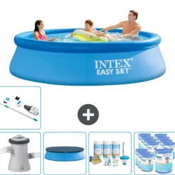 Intex rund oppustelig let sæt swimmingpool - 305 x 76 cm - Blå - Inklusive Tilbehør CB19