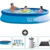Intex rund oppustelig let sæt swimmingpool - 366 x 76 cm - Blå - Inkluderet tilbehør CB4