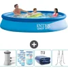 Intex rund oppustelig let sæt swimmingpool - 366 x 76 cm - Blå - Inklusive Tilbehør CB95