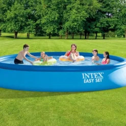 Intex rund oppustelig let sæt swimmingpool - 457 x 84 cm - Blå - Inklusive Tilbehør CB21