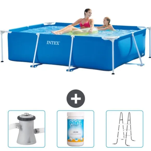 Intex svømmebassin med rektangulær ramme - 220 x 150 x 60 cm - Blå - Inkluderet tilbehør CB84