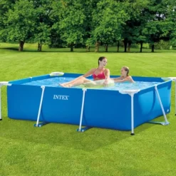 Intex svømmebassin med rektangulær ramme - 220 x 150 x 60 cm - Blå - Inkluderet tilbehør A18