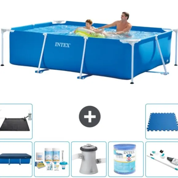 Intex svømmebassin med rektangulær ramme - 260 x 160 x 65 cm - Blå - Inkluderet tilbehør A131