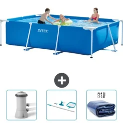 Intex svømmebassin med rektangulær ramme - 300 x 200 x 75 cm - Blå - Inkluderet tilbehør CB81