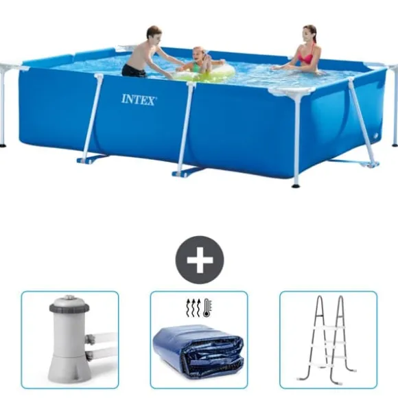 Intex svømmebassin med rektangulær ramme - 300 x 200 x 75 cm - Blå - Inkluderet tilbehør CB83