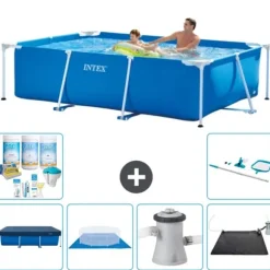 Intex svømmebassin med rektangulær ramme - 260 x 160 x 65 cm - Blå - Inkluderet tilbehør CB97