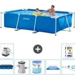 Intex svømmebassin med rektangulær ramme - 260 x 160 x 65 cm - Blå - Inkluderet tilbehør A95