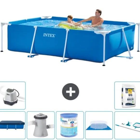 Intex svømmebassin med rektangulær ramme - 260 x 160 x 65 cm - Blå - Inkluderet tilbehør A95