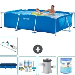 Intex svømmebassin med rektangulær ramme - 260 x 160 x 65 cm - Blå - Inkluderet tilbehør A80