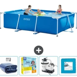 Intex svømmebassin med rektangulær ramme - 300 x 200 x 75 cm - Blå - Inkluderet tilbehør CB67