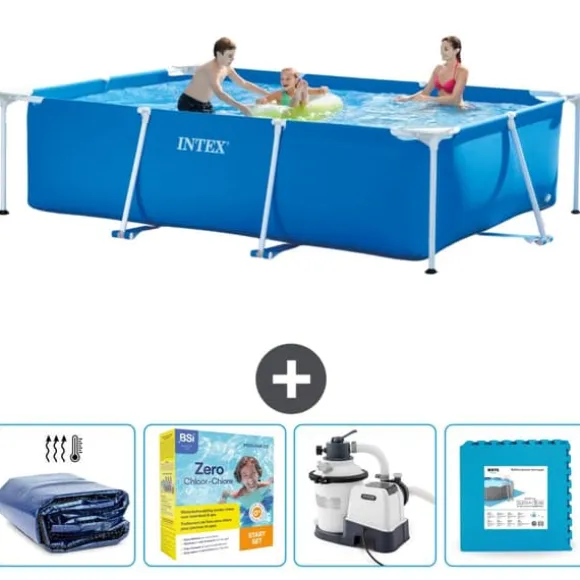 Intex svømmebassin med rektangulær ramme - 300 x 200 x 75 cm - Blå - Inkluderet tilbehør CB67