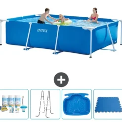 Intex svømmebassin med rektangulær ramme - 300 x 200 x 75 cm - Blå - Inkluderet tilbehør A186