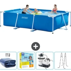 Intex svømmebassin med rektangulær ramme - 300 x 200 x 75 cm - Blå - Inkluderet tilbehør CB71