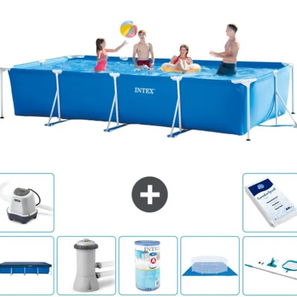 Intex svømmebassin med rektangulær ramme - 450 x 220 x 84 cm - Blå - Inkluderet tilbehør A268