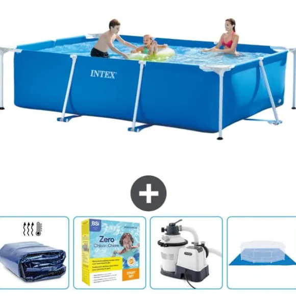 Intex svømmebassin med rektangulær ramme - 300 x 200 x 75 cm - Blå - Inkluderet tilbehør CB66