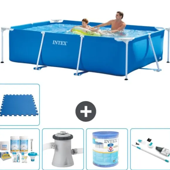 Intex svømmebassin med rektangulær ramme - 260 x 160 x 65 cm - Blå - Inkluderet tilbehør A134