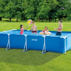 Intex svømmebassin med rektangulær ramme - 450 x 220 x 84 cm - Blå - Inkluderet tilbehør A305