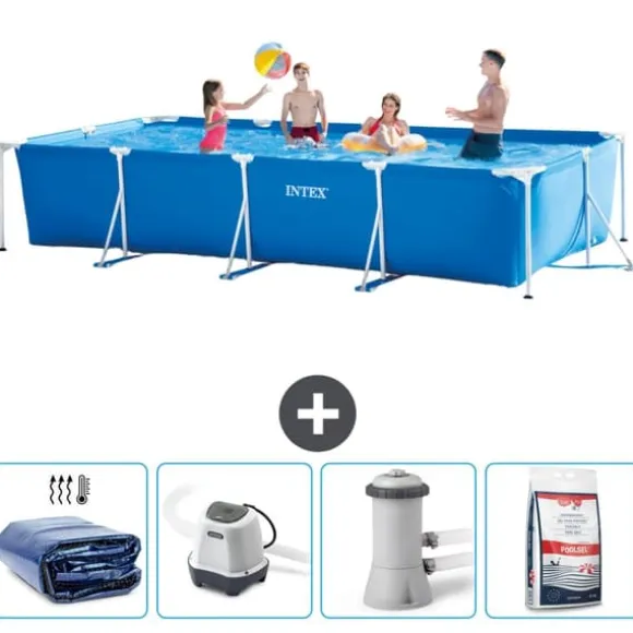 Intex svømmebassin med rektangulær ramme - 450 x 220 x 84 cm - Blå - Inkluderet tilbehør CB54