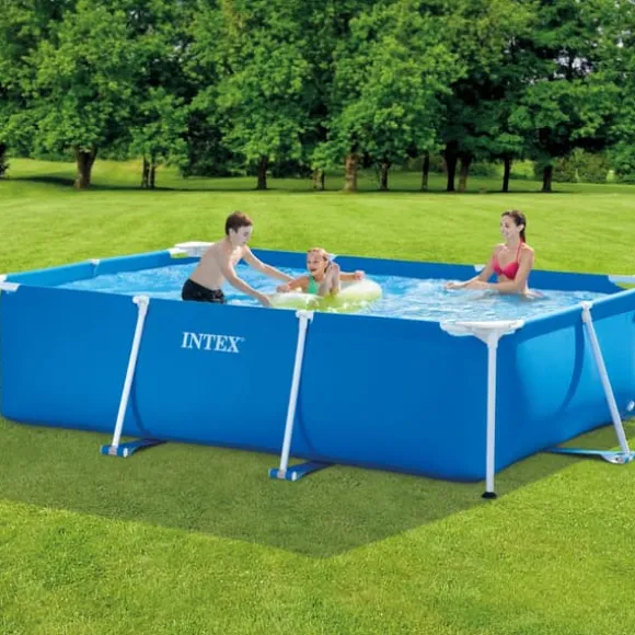 Intex svømmebassin med rektangulær ramme - 300 x 200 x 75 cm - Blå - Inkluderet tilbehør CB63