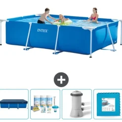 Intex svømmebassin med rektangulær ramme - 300 x 200 x 75 cm - Blå - Inkluderet tilbehør CB2