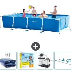 Intex svømmebassin med rektangulær ramme - 450 x 220 x 84 cm - Blå - Inkluderet tilbehør CB72