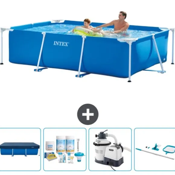 Intex svømmebassin med rektangulær ramme - 260 x 160 x 65 cm - Blå - Inkluderet tilbehør CB65