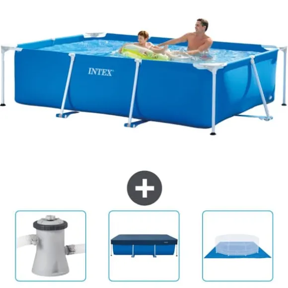 Intex svømmebassin med rektangulær ramme - 260 x 160 x 65 cm - Blå - Inkluderet tilbehør CB76