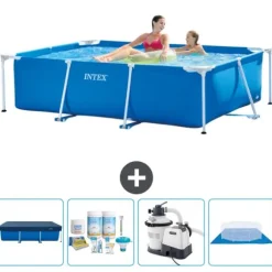 Intex svømmebassin med rektangulær ramme - 220 x 150 x 60 cm - Blå - Inkluderet tilbehør CB59