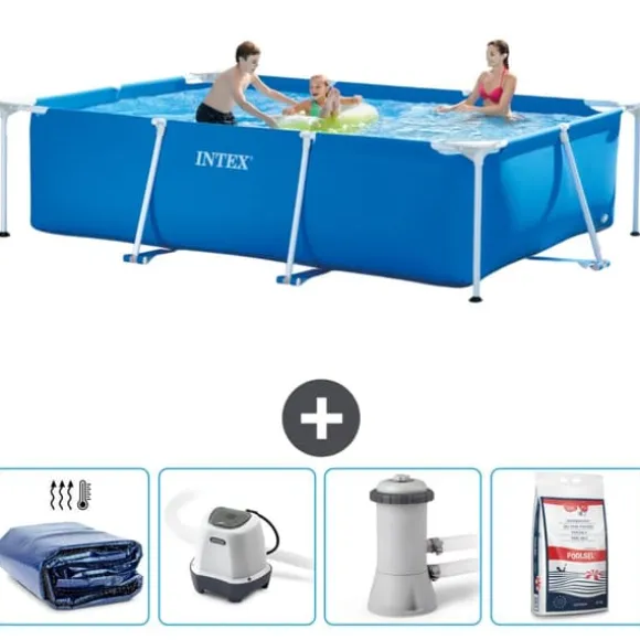 Intex svømmebassin med rektangulær ramme - 300 x 200 x 75 cm - Blå - Inkluderet tilbehør CB54