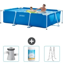 Intex svømmebassin med rektangulær ramme - 260 x 160 x 65 cm - Blå - Inkluderet tilbehør CB84