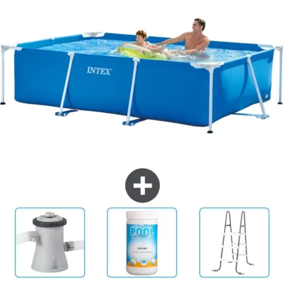 Intex svømmebassin med rektangulær ramme - 260 x 160 x 65 cm - Blå - Inkluderet tilbehør CB84
