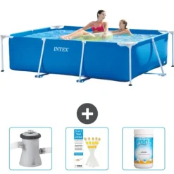 Intex svømmebassin med rektangulær ramme - 220 x 150 x 60 cm - Blå - Inkluderet tilbehør CB73