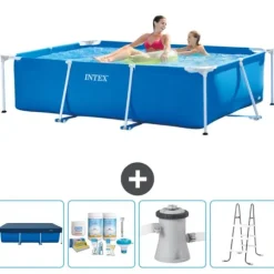 Intex svømmebassin med rektangulær ramme - 220 x 150 x 60 cm - Blå - Inkluderet tilbehør CB6