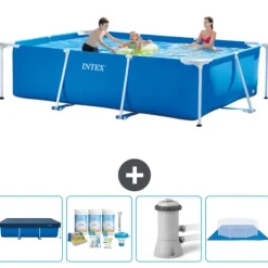 Intex svømmebassin med rektangulær ramme - 300 x 200 x 75 cm - Blå - Inkluderet tilbehør CB1